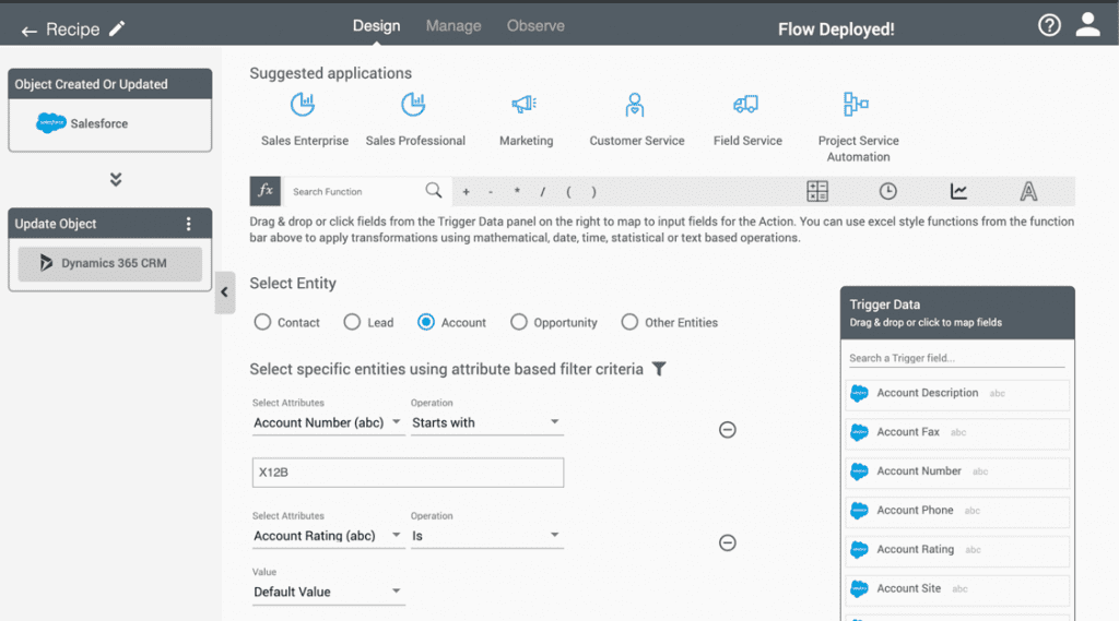 Selective update or delete in a task or action in a workflow