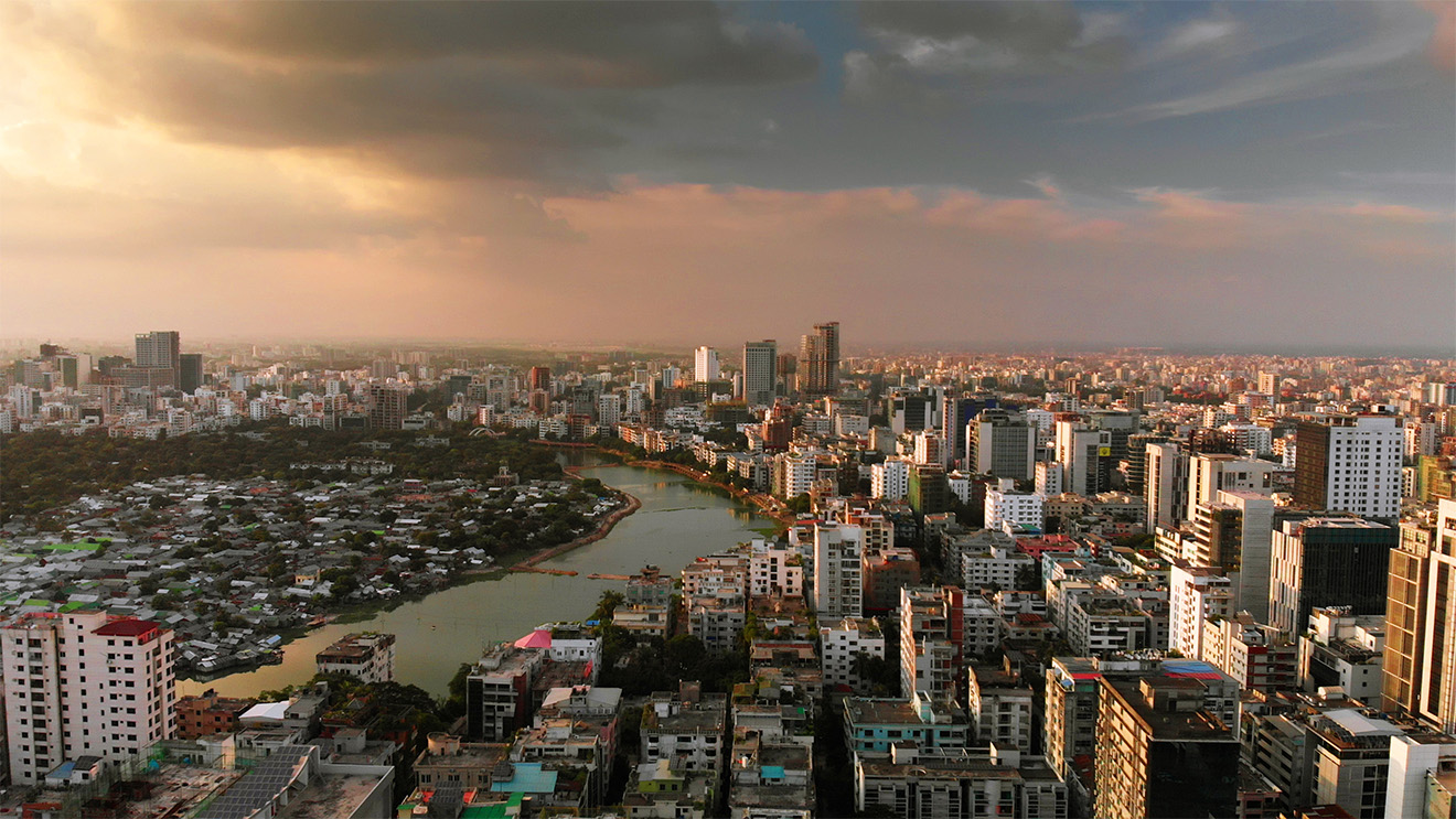 Aerial cityscape of Dhaka