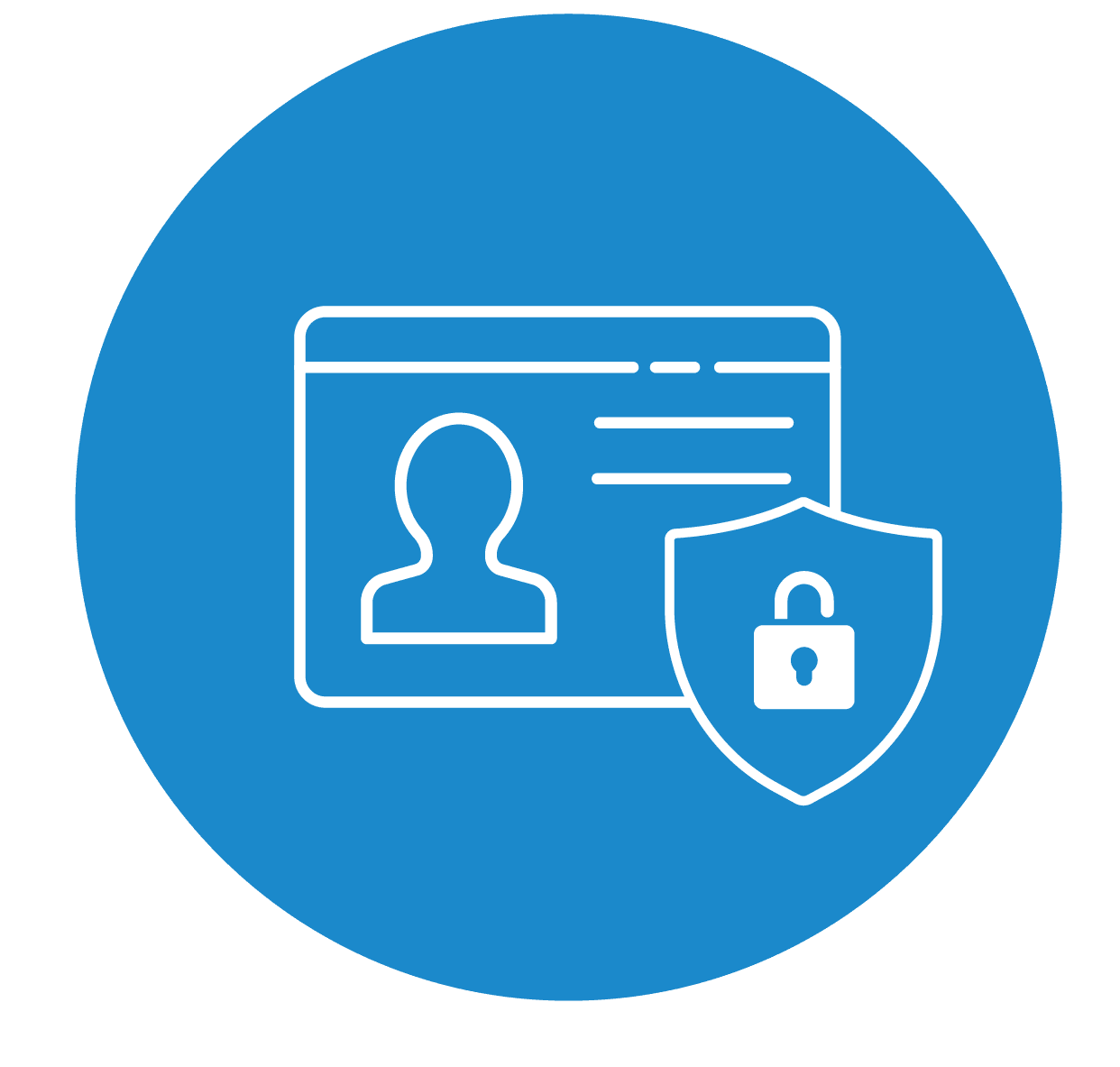 An icon for identity card describing Managing Access and Privileges with Hire2Retire