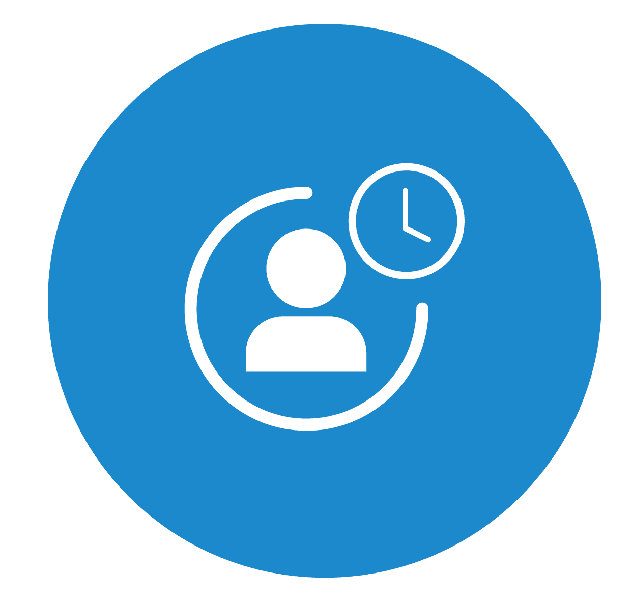 An icon for person with clock describing Timely Terminations with Hire2Retire