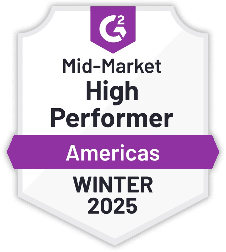 G2 Winter 2025 Americas Region Mid Market High Performer Badge Shadow