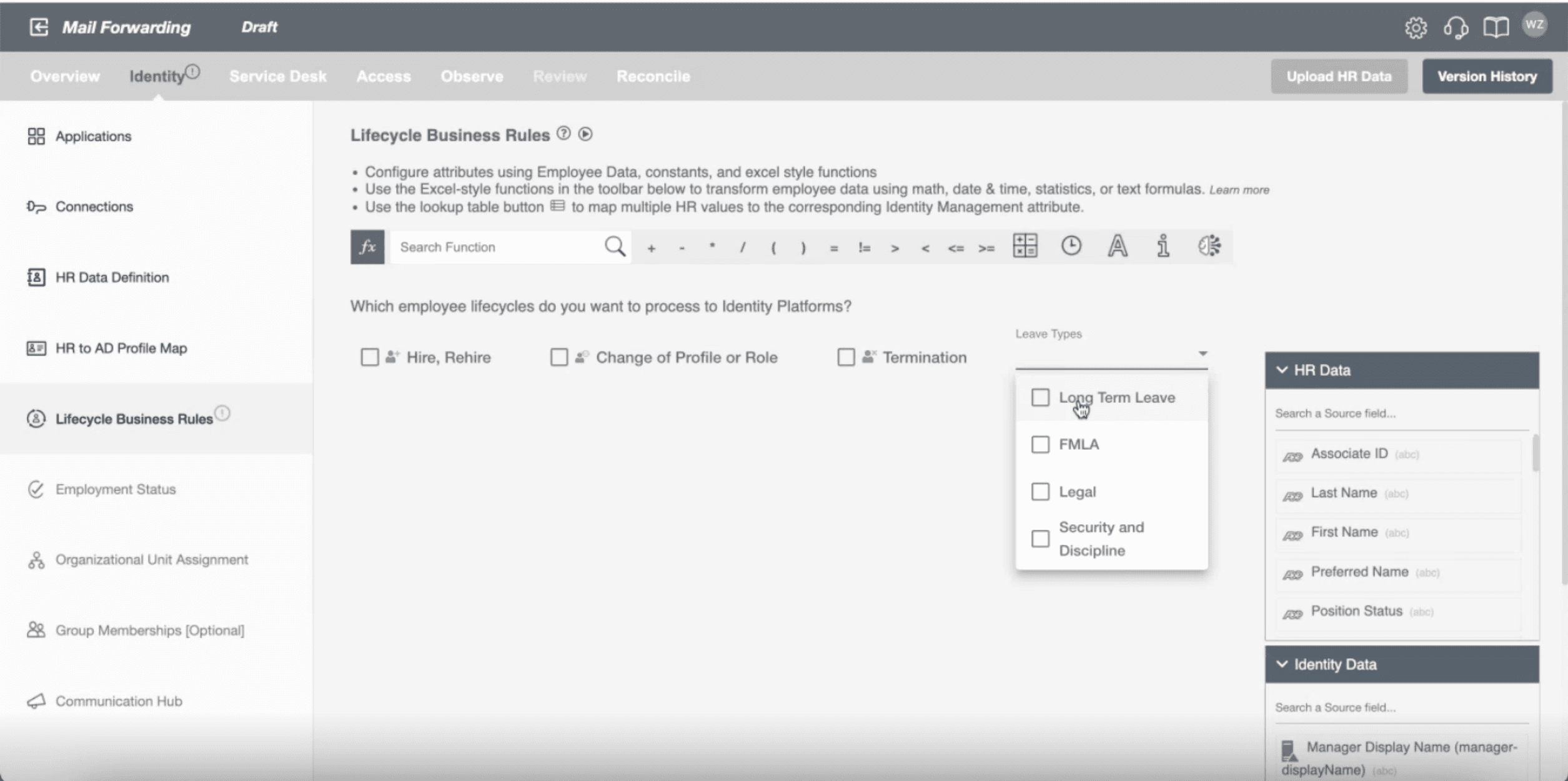 Configure Business Rules for employee management