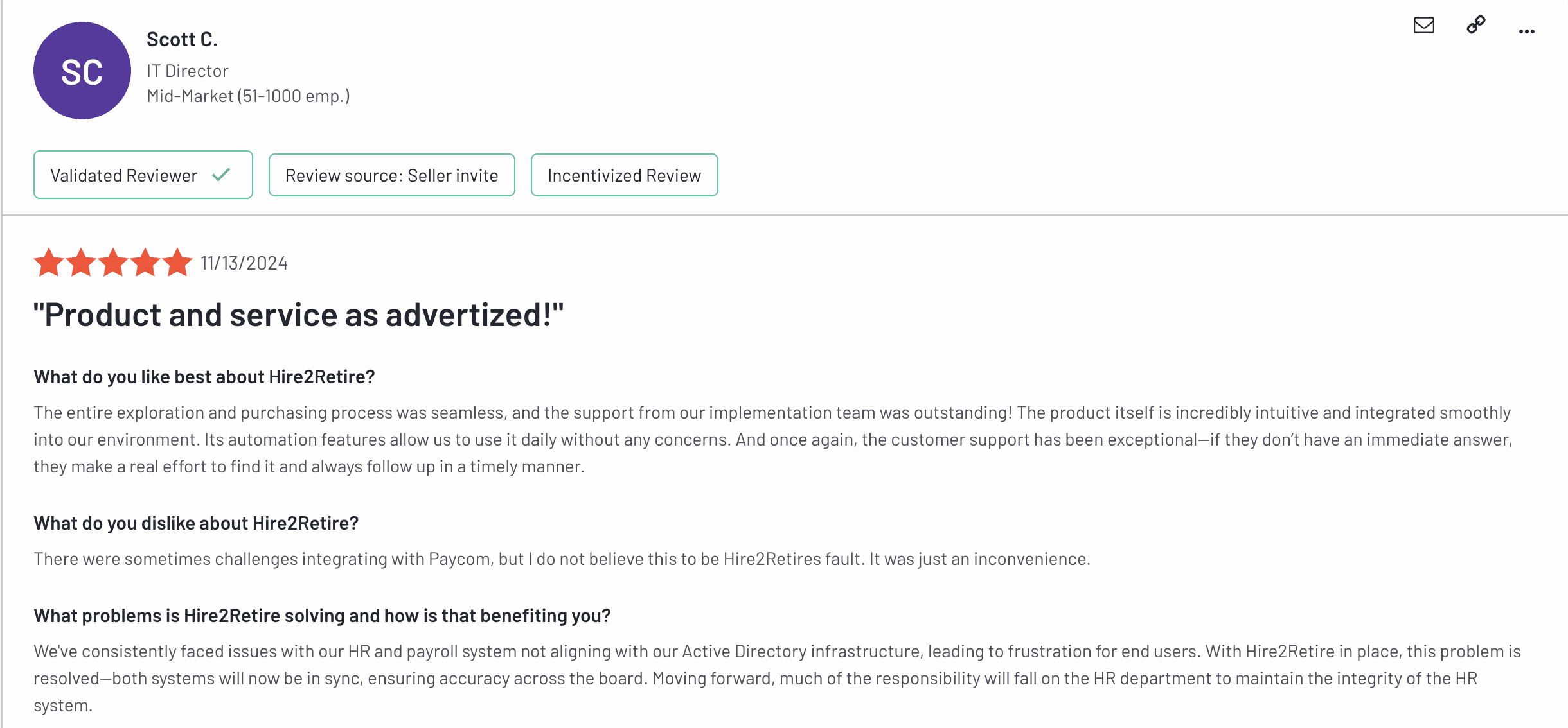 Hire2Retire Shines with 6 Badges in G2’s Spring 2025 Reports 3 A review on G2 platform for Hire2Retire