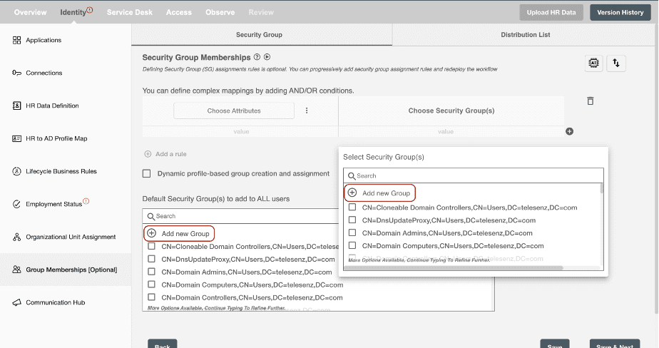 Group creation during design time