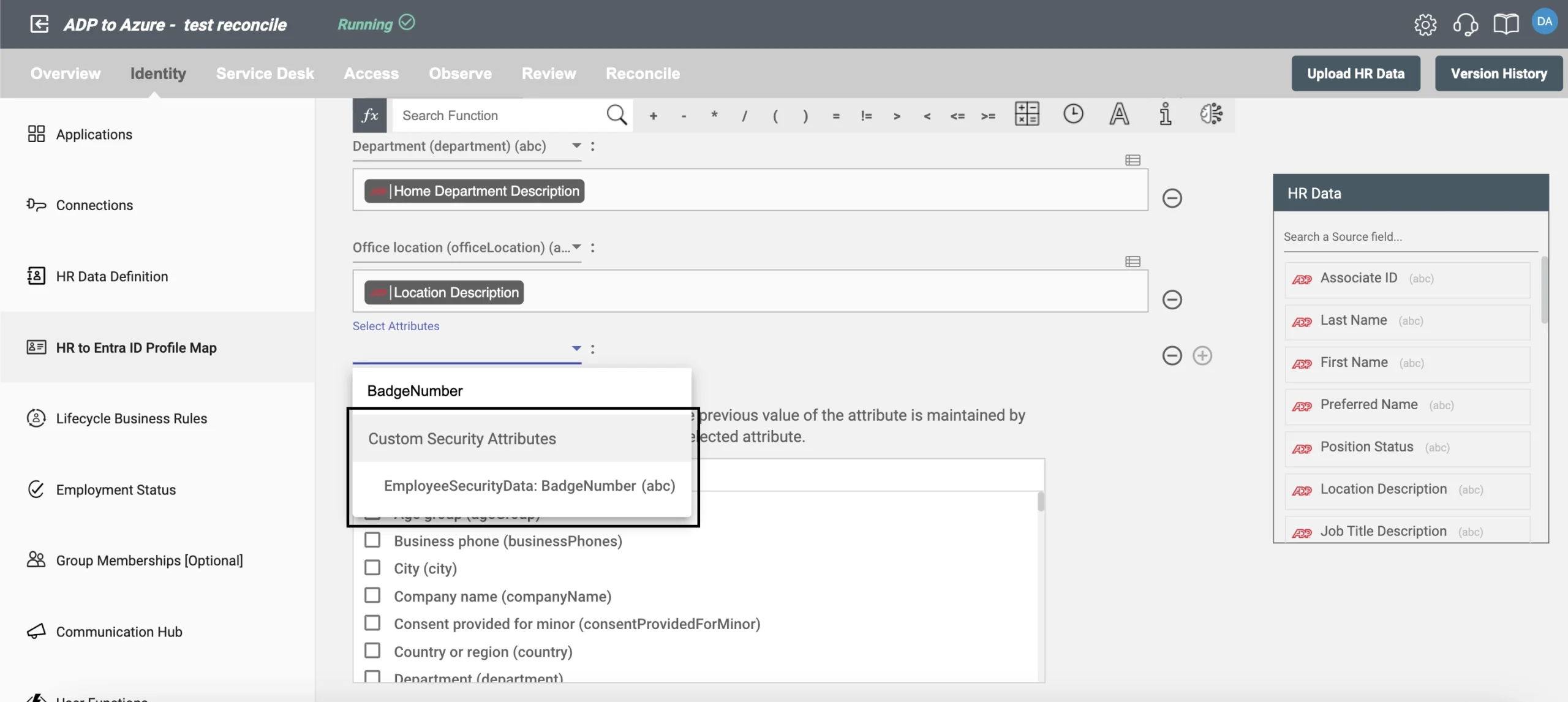 A Hire2Retire workflow with custom security attributes set up for Azure access control
