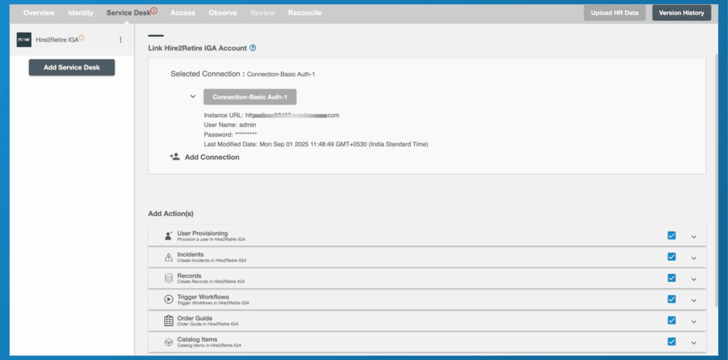 Hire2Retire IGA on ServiceNow UI