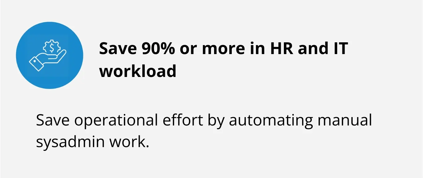 Save 90% or more in HR and IT Workload