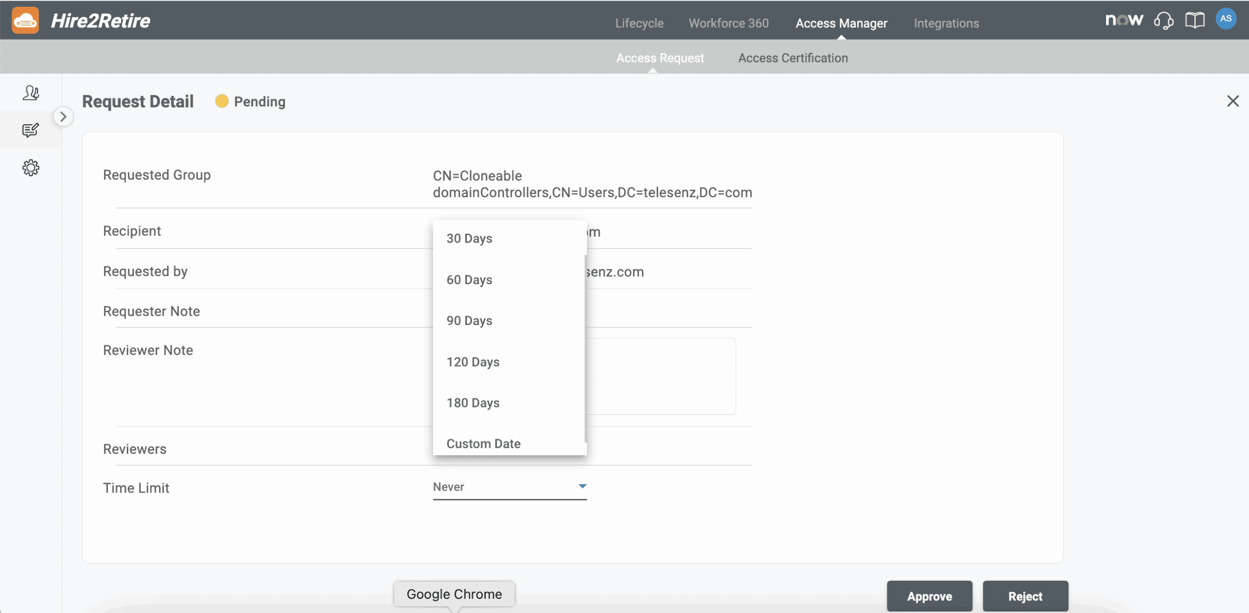 Time bound entitlement approval