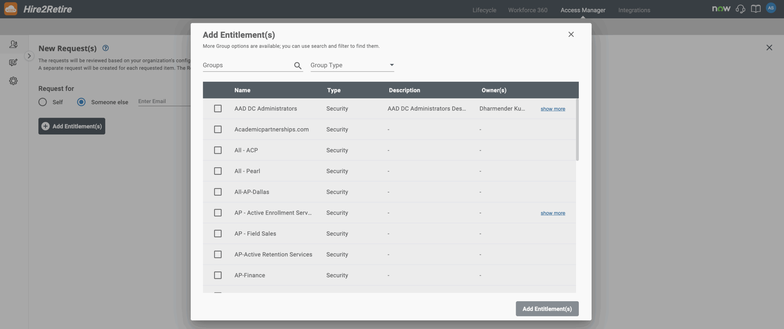 Request Entitlements