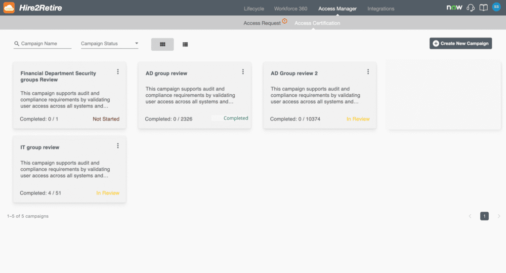 Access Certification Review feature screenshot