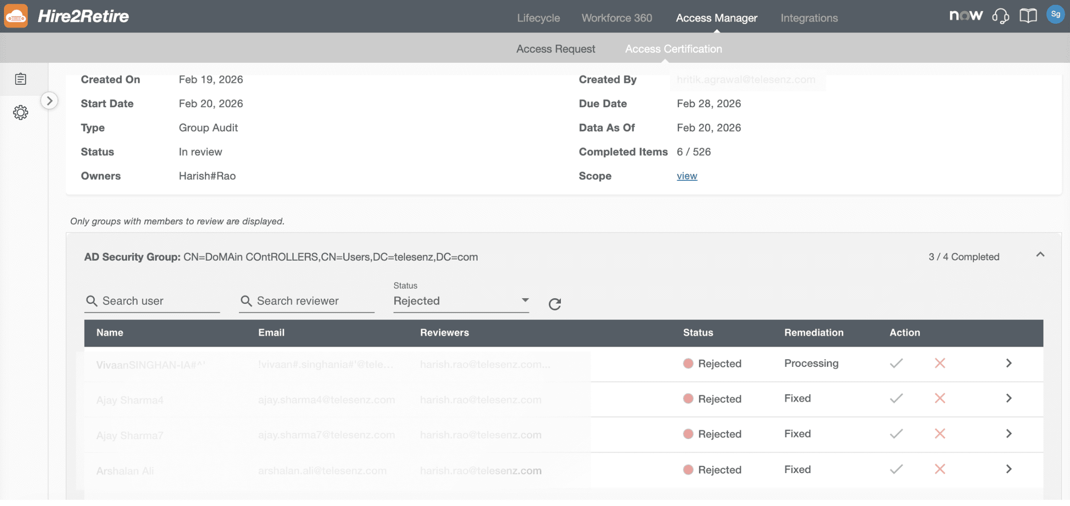Access Certification - Automated Entitlement Remediation