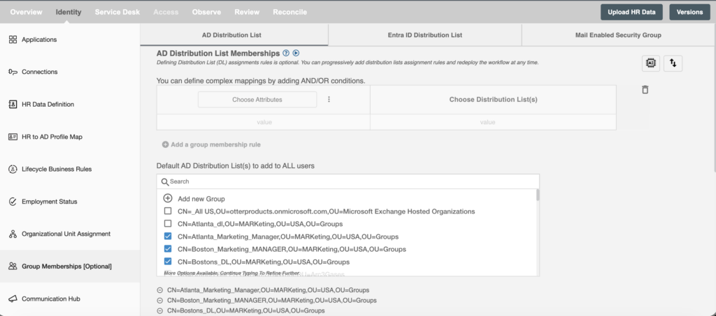 Automated Distribution List and Group Membership Assignment for Contact Objects
